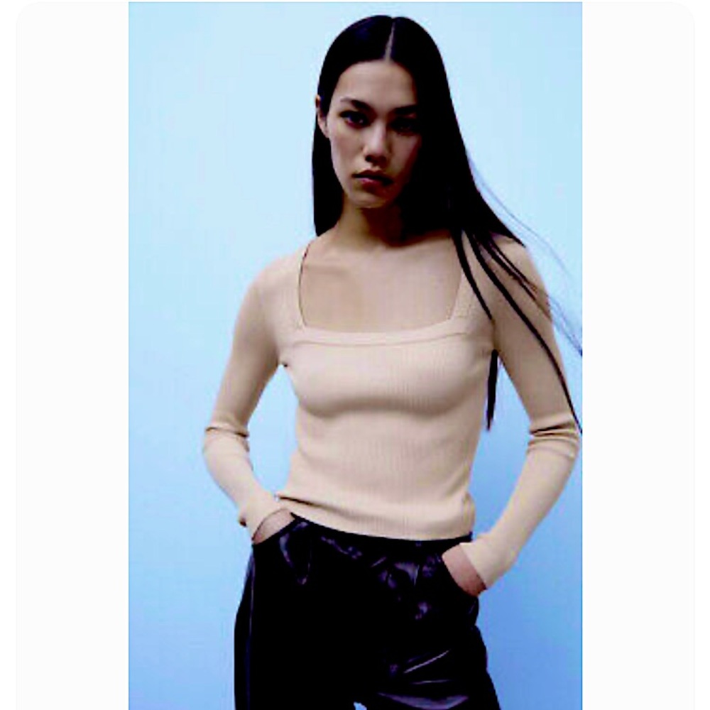 ZARA square neck knit sweater top